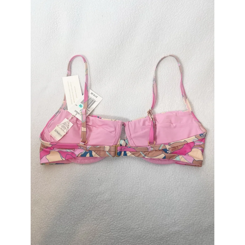 NWT L*Space Rose Bikini Top Floral Print Sz L $119